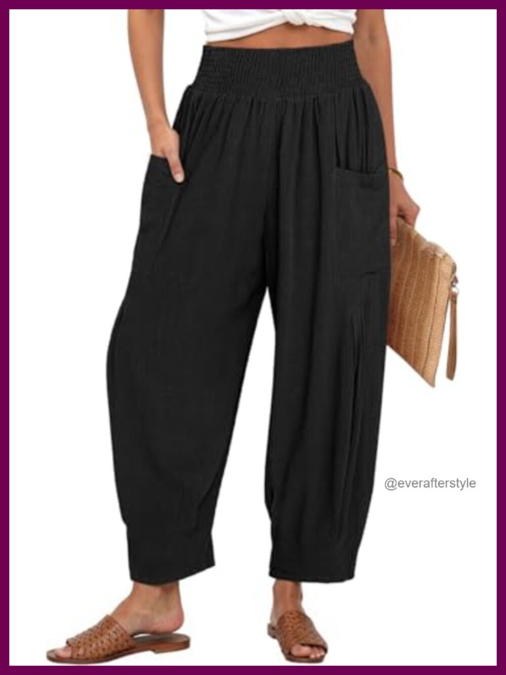 Linen Wide Leg Palazzo Pants High Waist Baggy Loose Fit Lounge Beach Travel